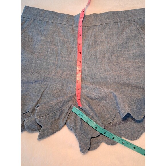 J.Crew 4" Chambray Scalloped Hem Shorts 100% Cotton Echo Blue L1670 Size Small - Picture 8 of 9
